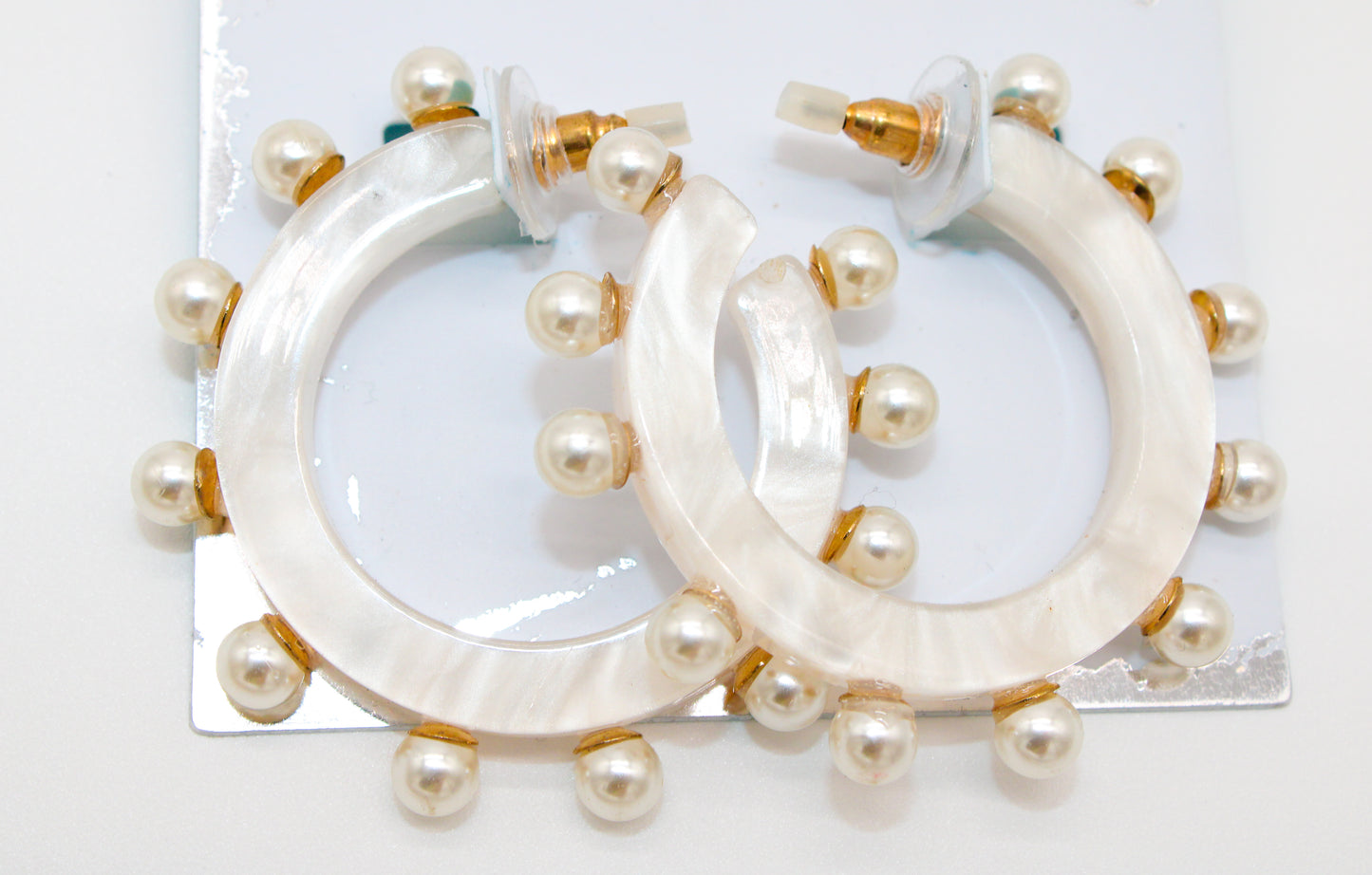pearl spike -hoop earrings