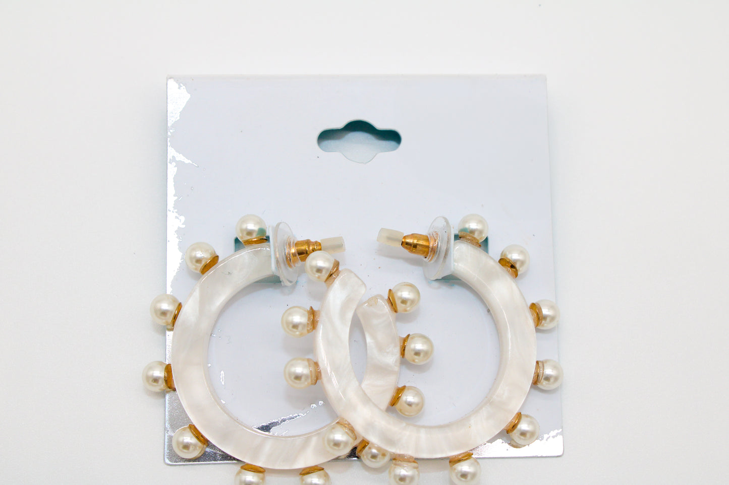 pearl spike -hoop earrings