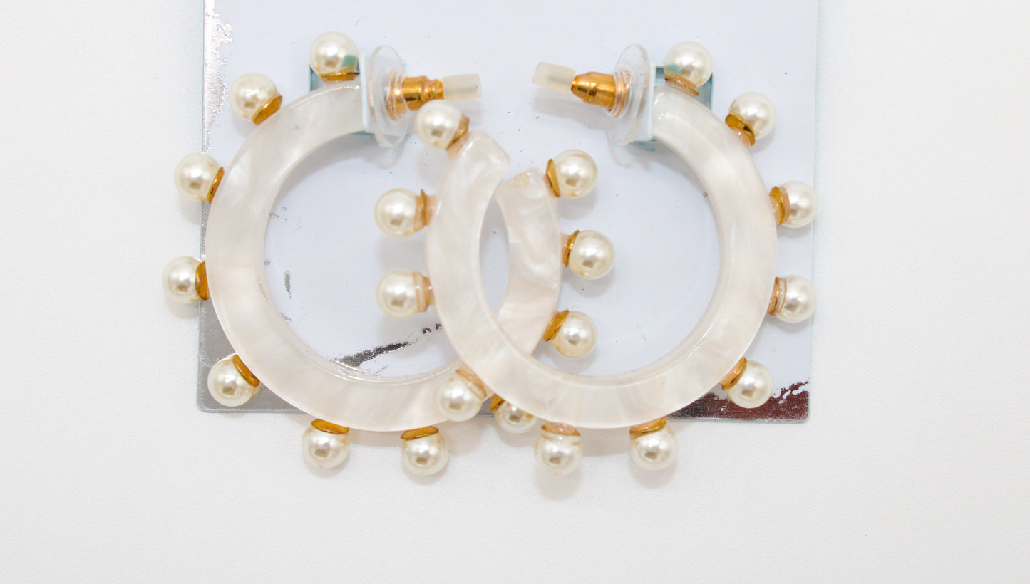 pearl spike -hoop earrings