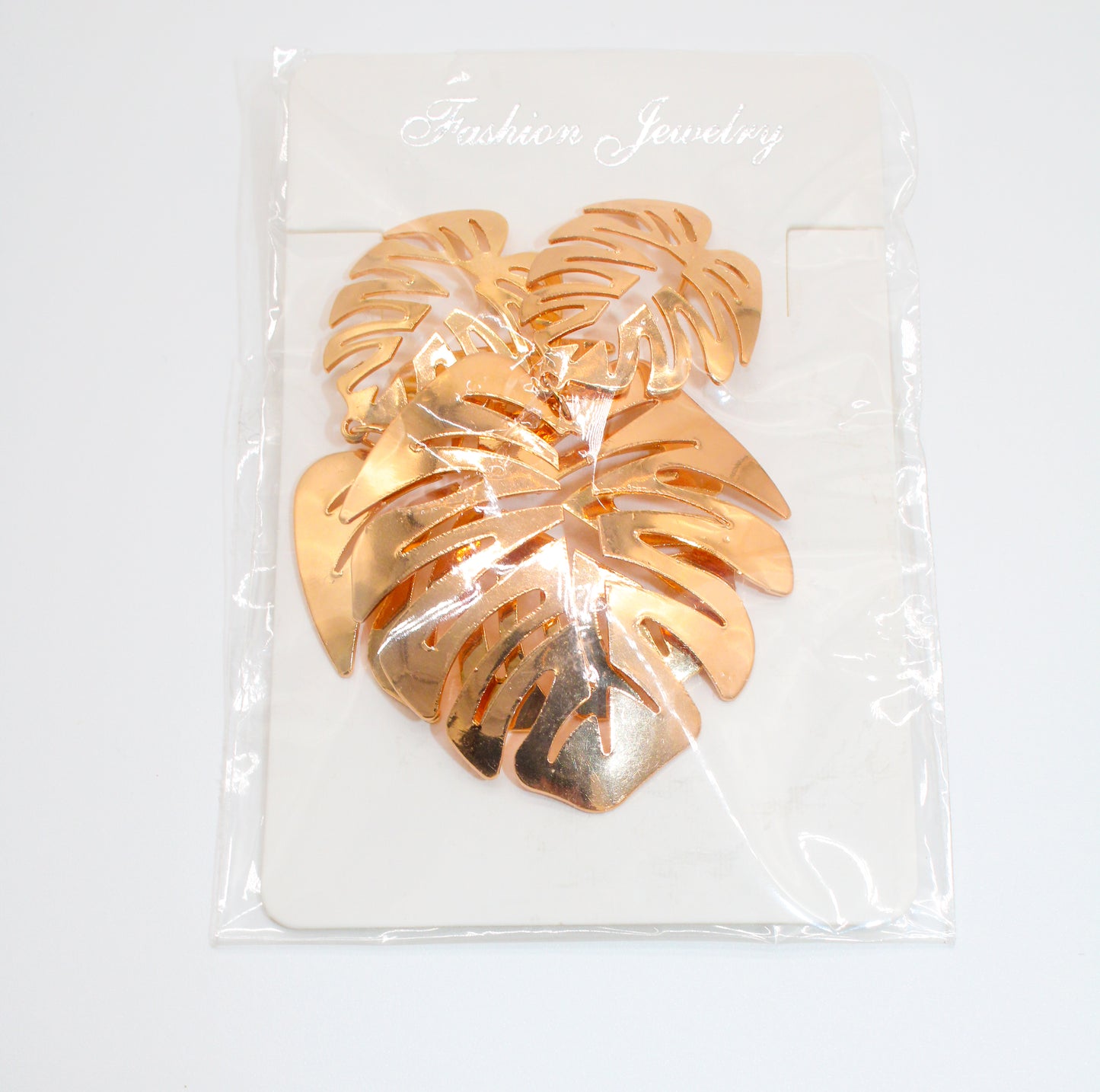gold palm leaf - earrings