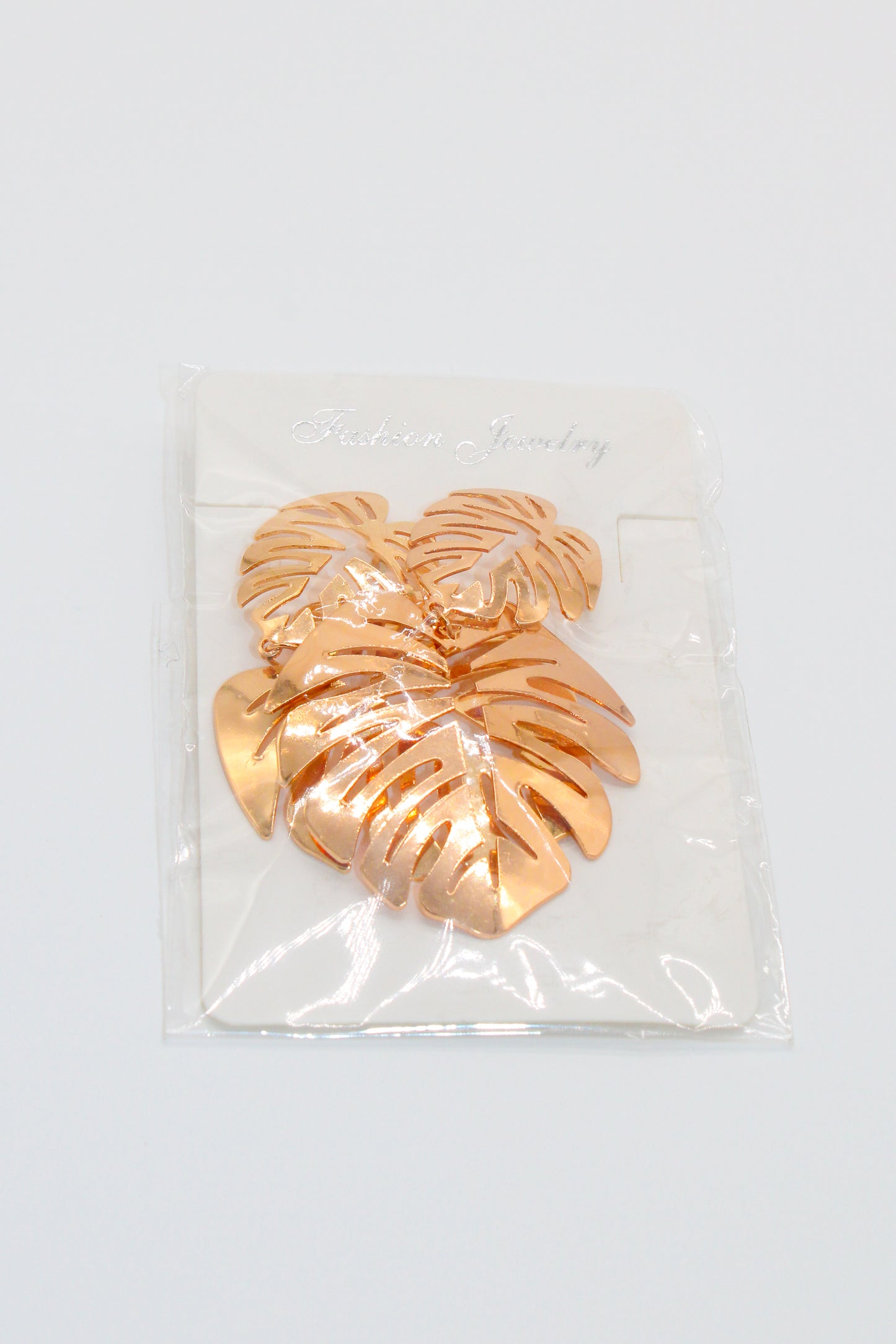 gold palm leaf - earrings