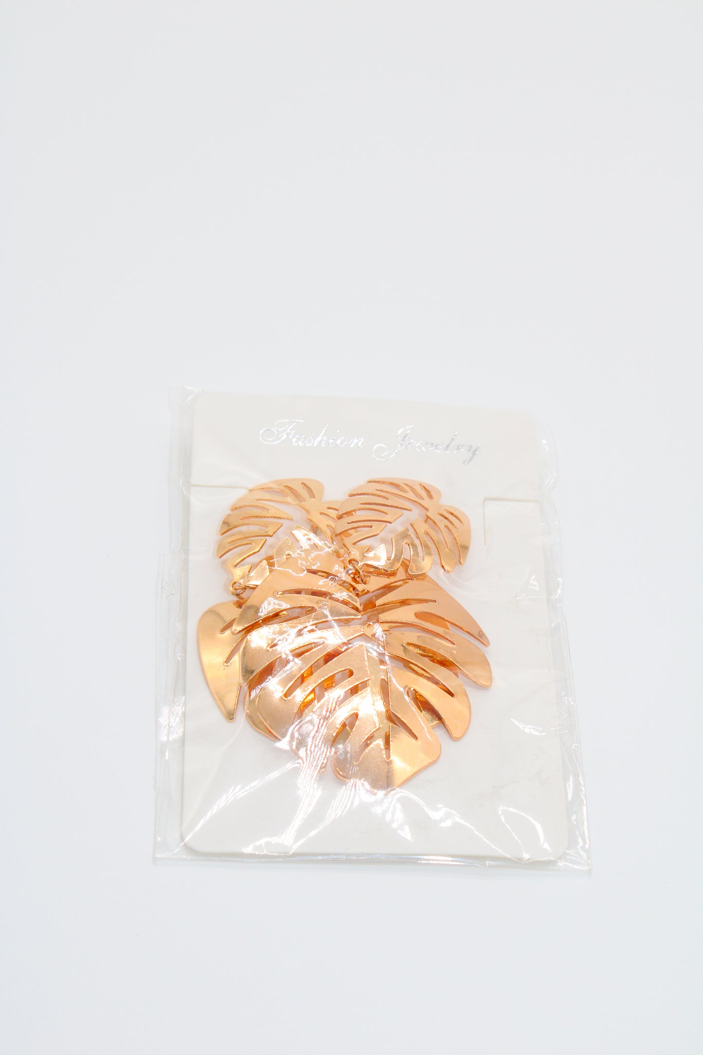 gold palm leaf - earrings