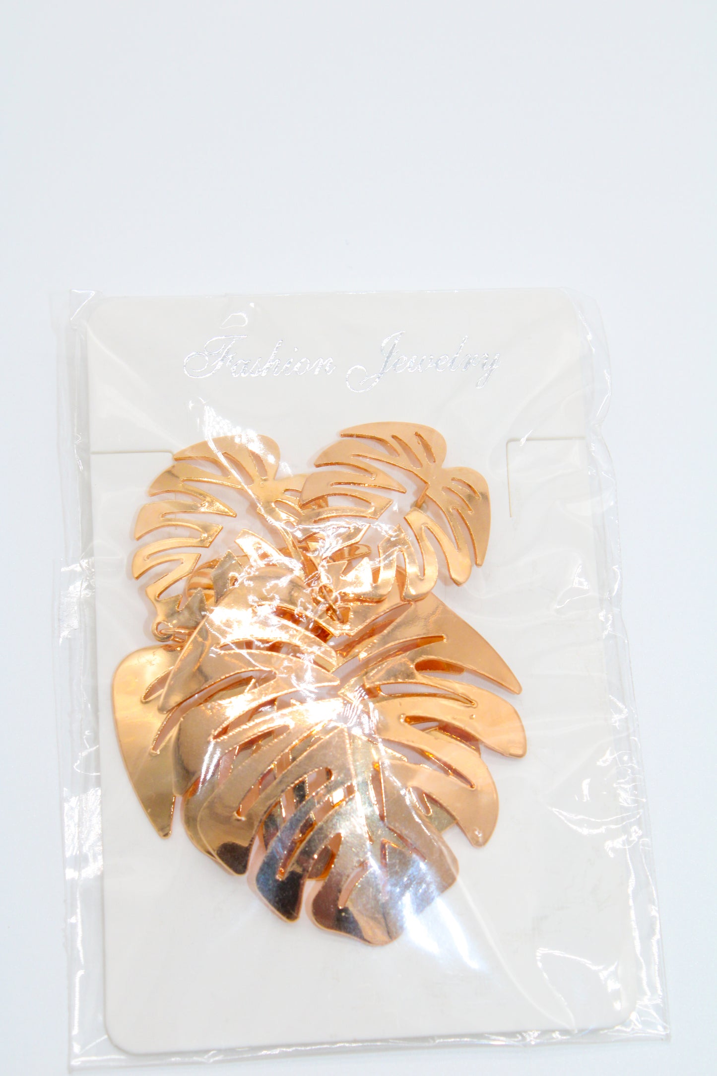 gold palm leaf - earrings