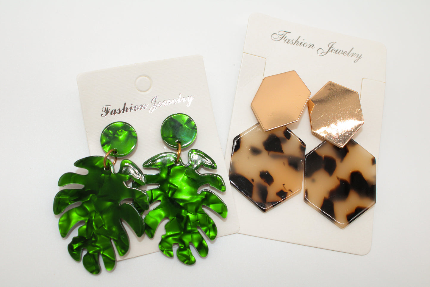 leopard palm leaf - earring set