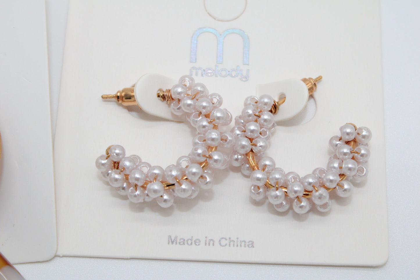 Cream white pearl - earrings set