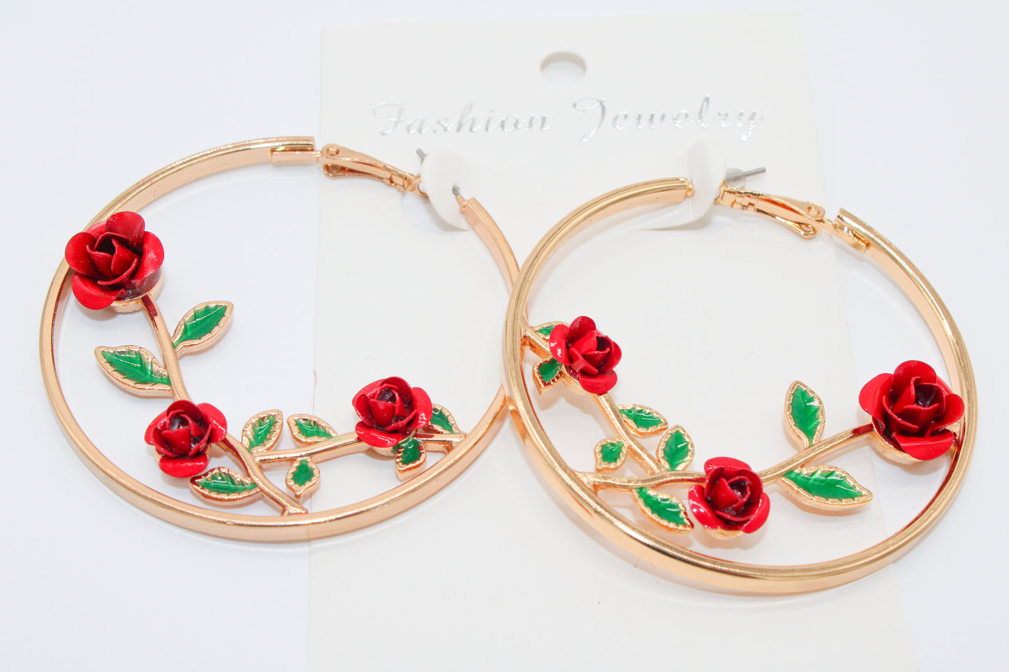 Rose Vines - Gold Hoops