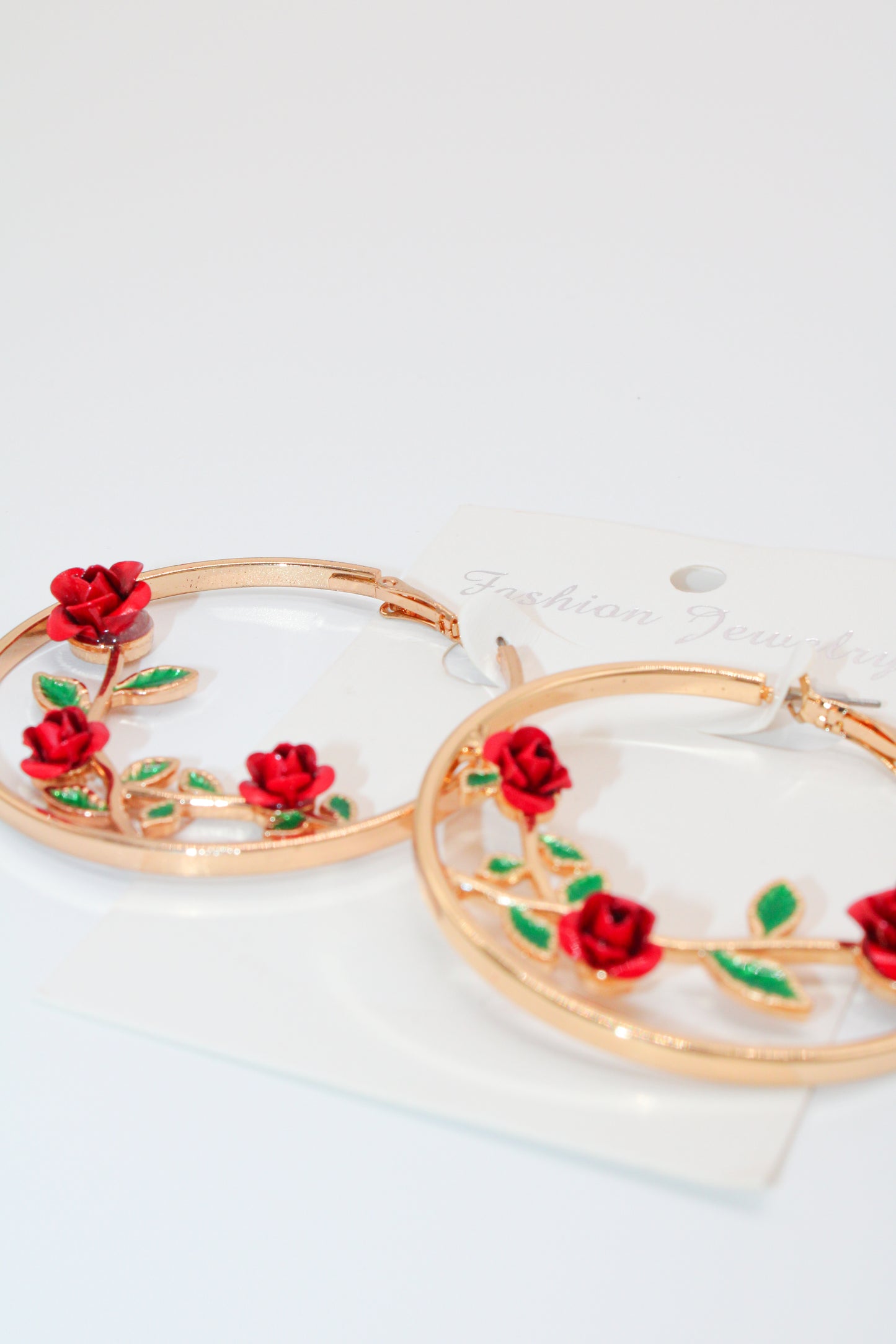 Rose Vines - Gold Hoops