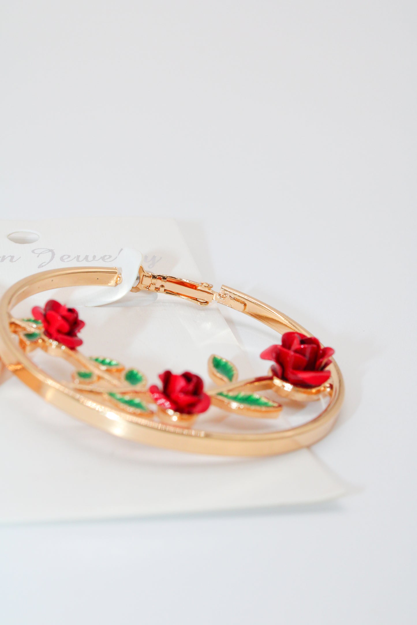 Rose Vines - Gold Hoops
