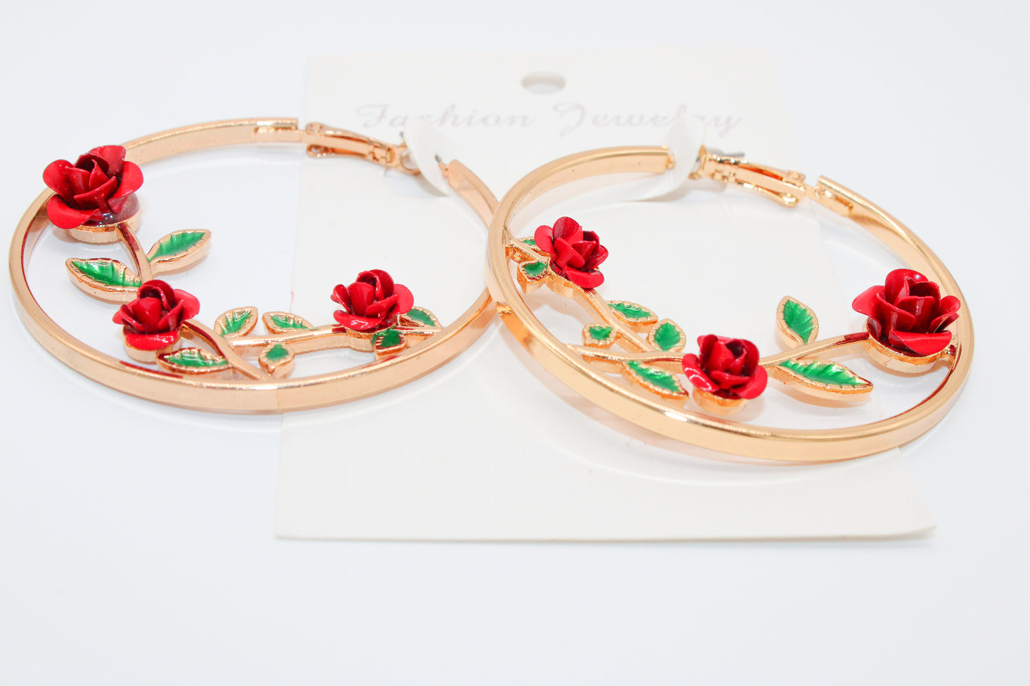 Rose Vines - Gold Hoops