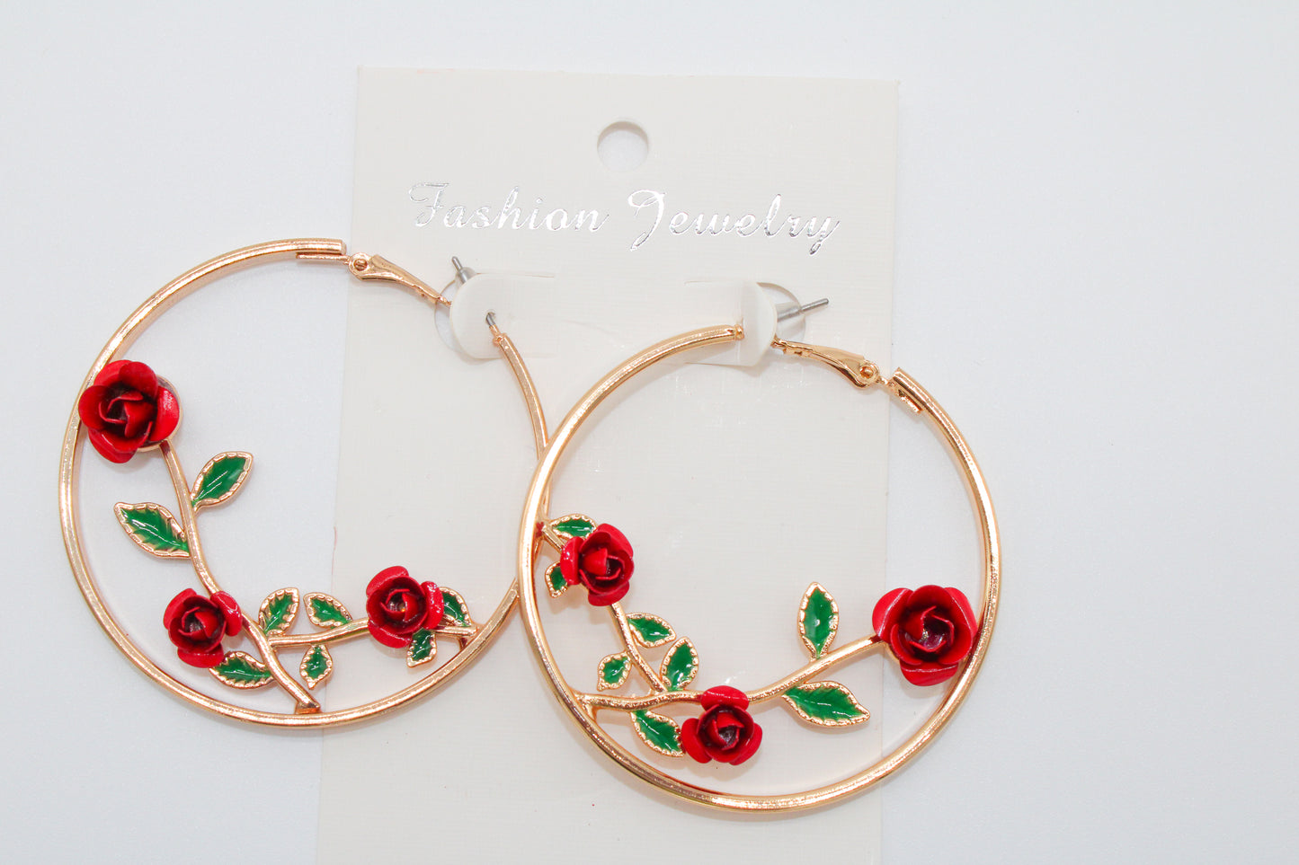 Rose Vines - Gold Hoops