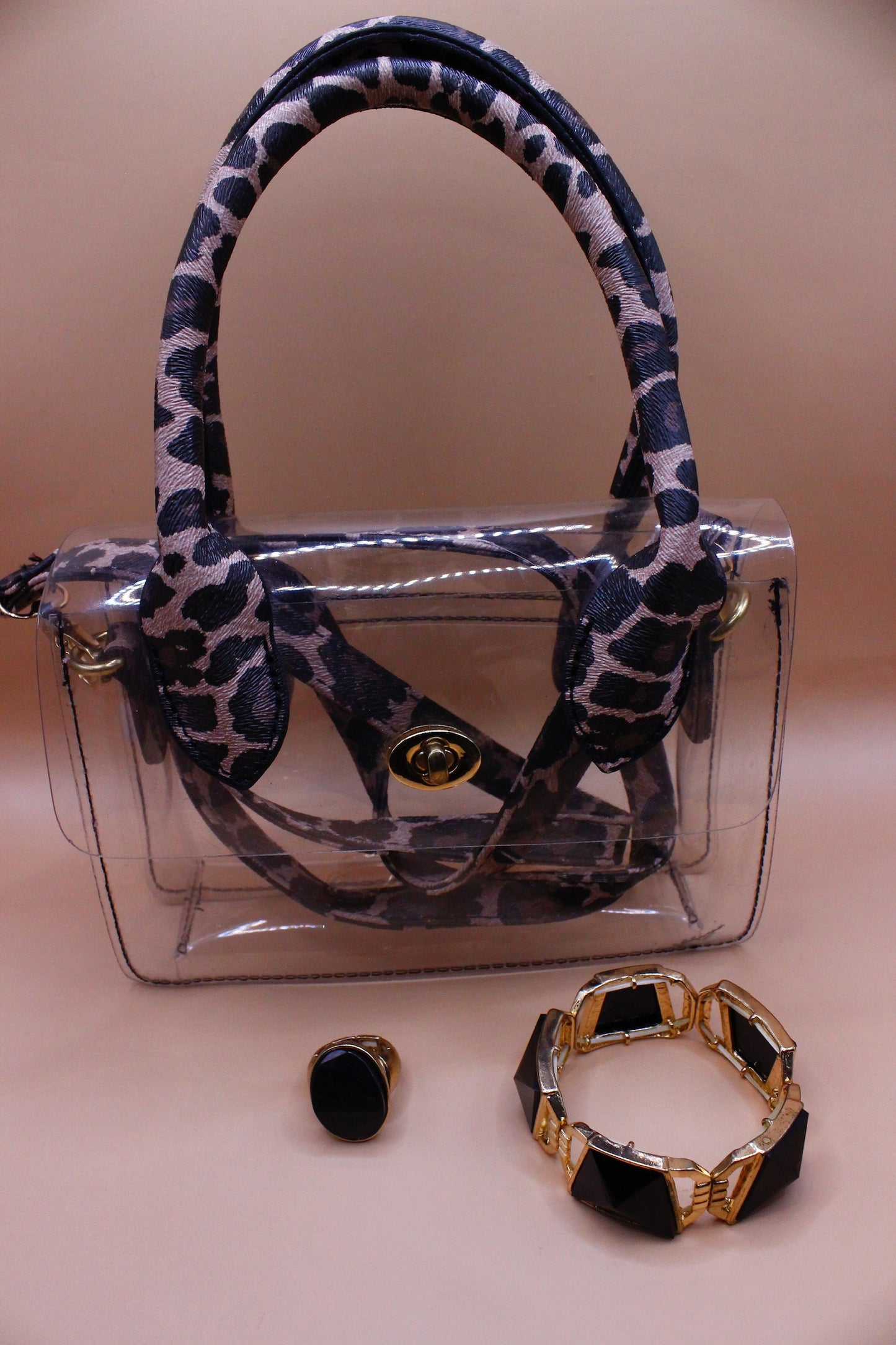 Clear Cheetah mini tote