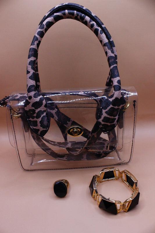 Clear Cheetah mini tote