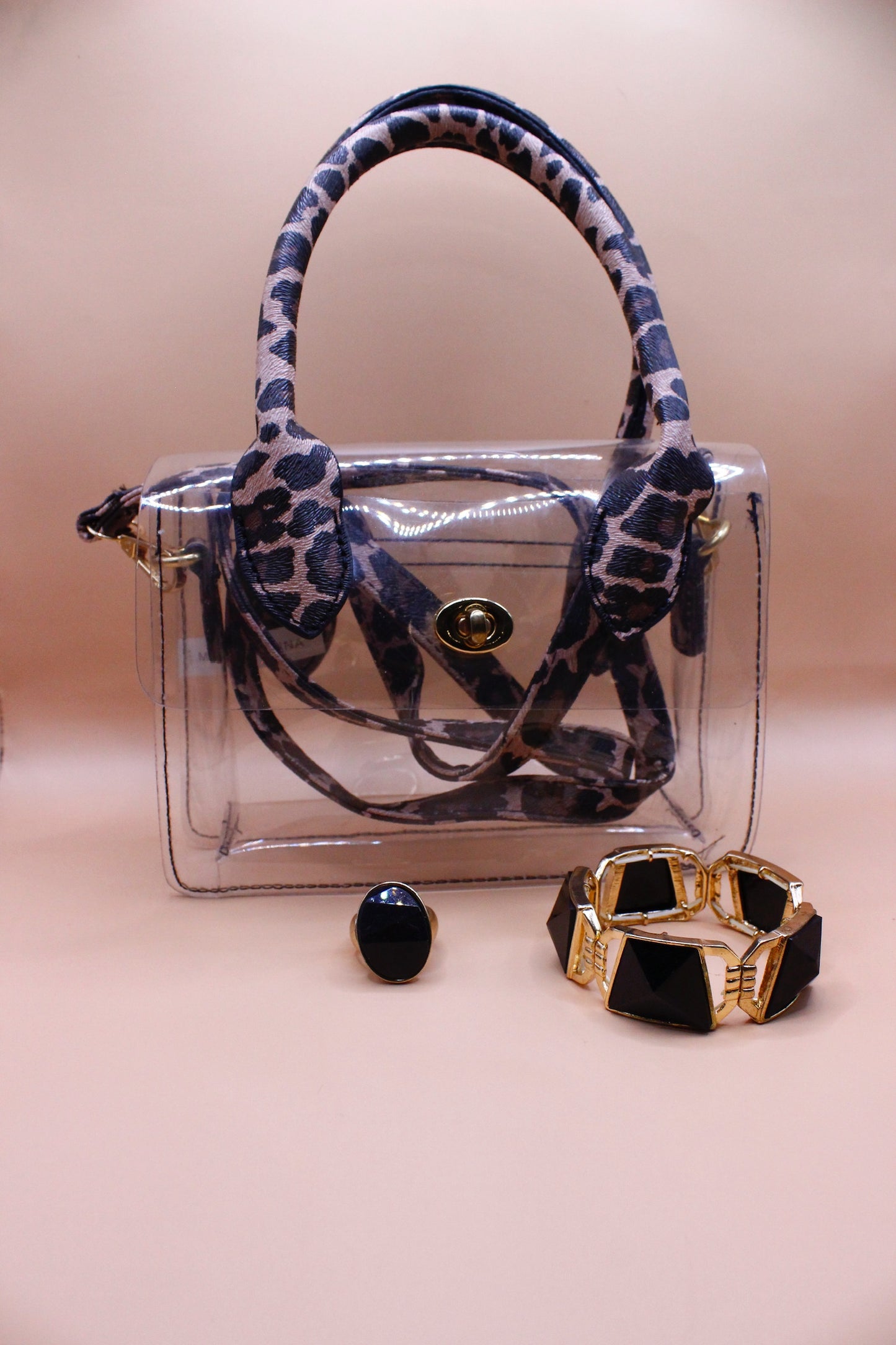 Clear Cheetah mini tote