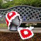 Red and white - crochet bucket hat set