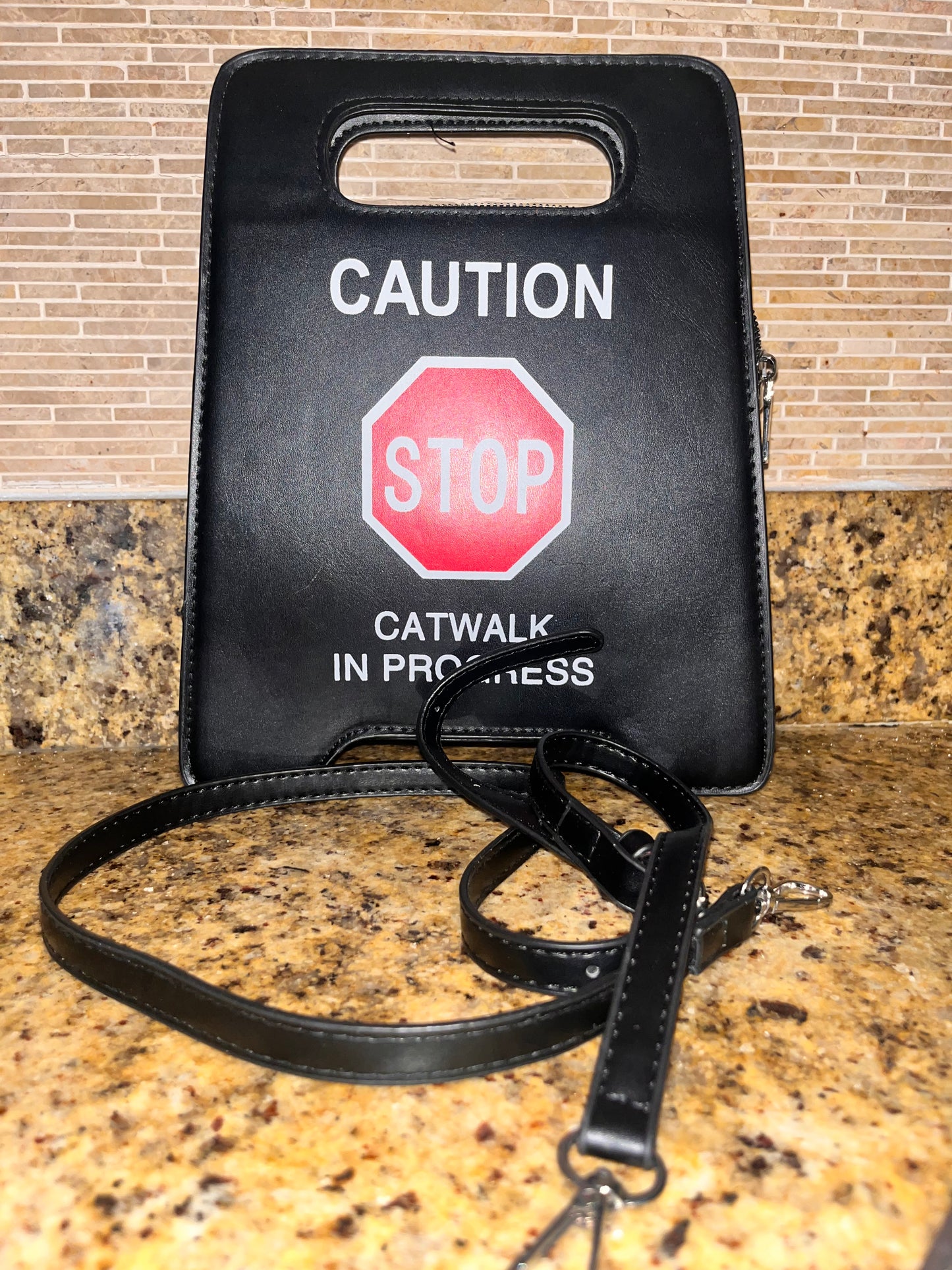 Stop Sign Black Small Handbag