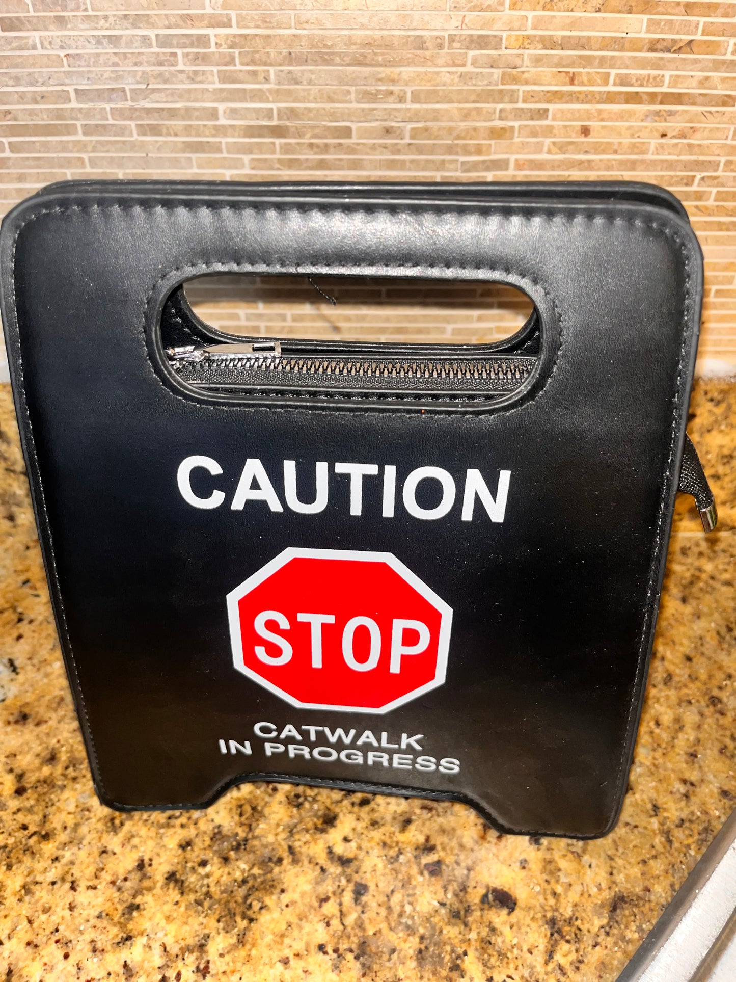 Stop Sign Black Small Handbag