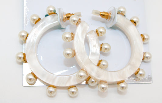 pearl spike -hoop earrings