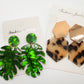 leopard palm leaf - earring set