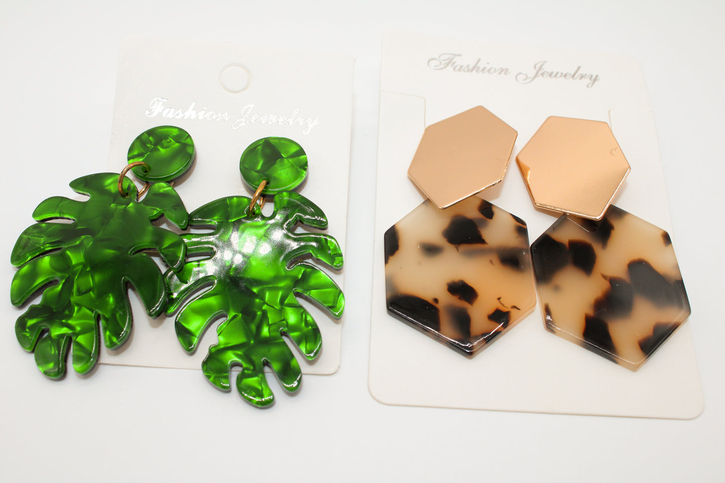 leopard palm leaf - earring set